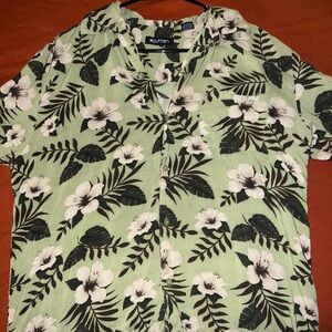 Puritan Green and Black Casual Button Down Shirt